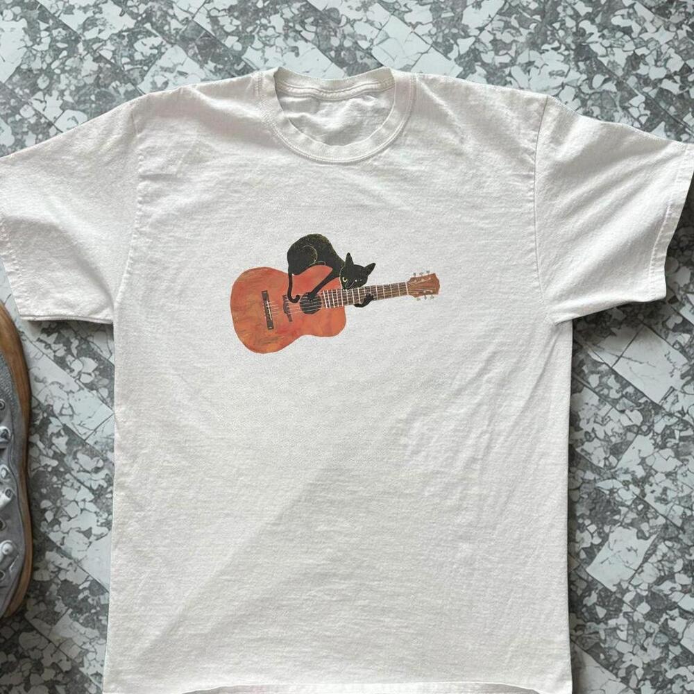 Guitar And Cat Graphic Tee